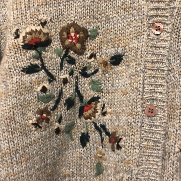 Embroidered Tan Cardigan - Picture 2 of 4